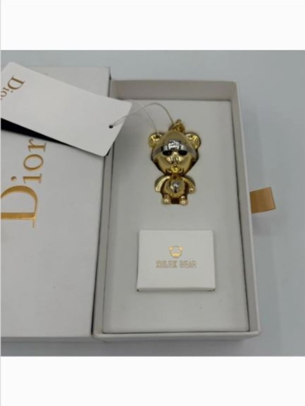 Dior Robot Metallic Inlex Bear Keychain NIB